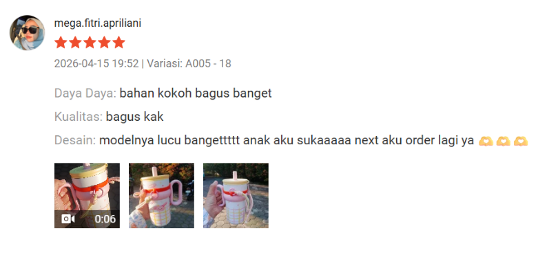 Screenshot ulasan Shopee dari Mega.fitri.apriliani